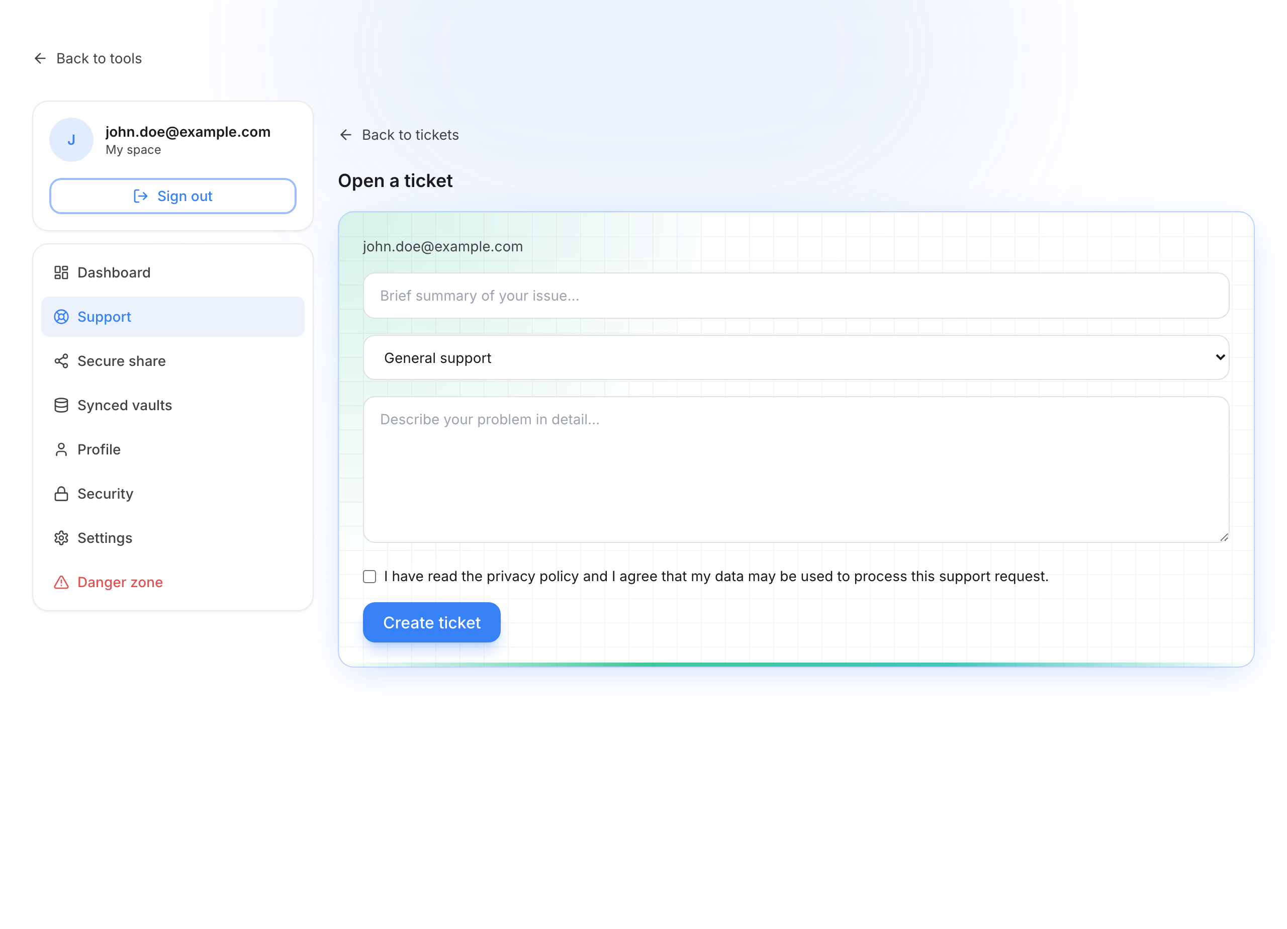 Create a ticket