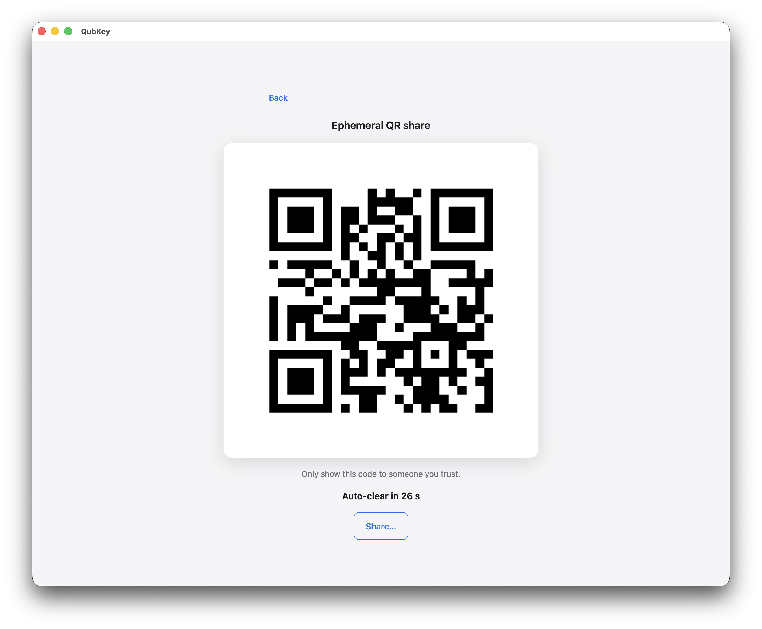 QR window with countdown